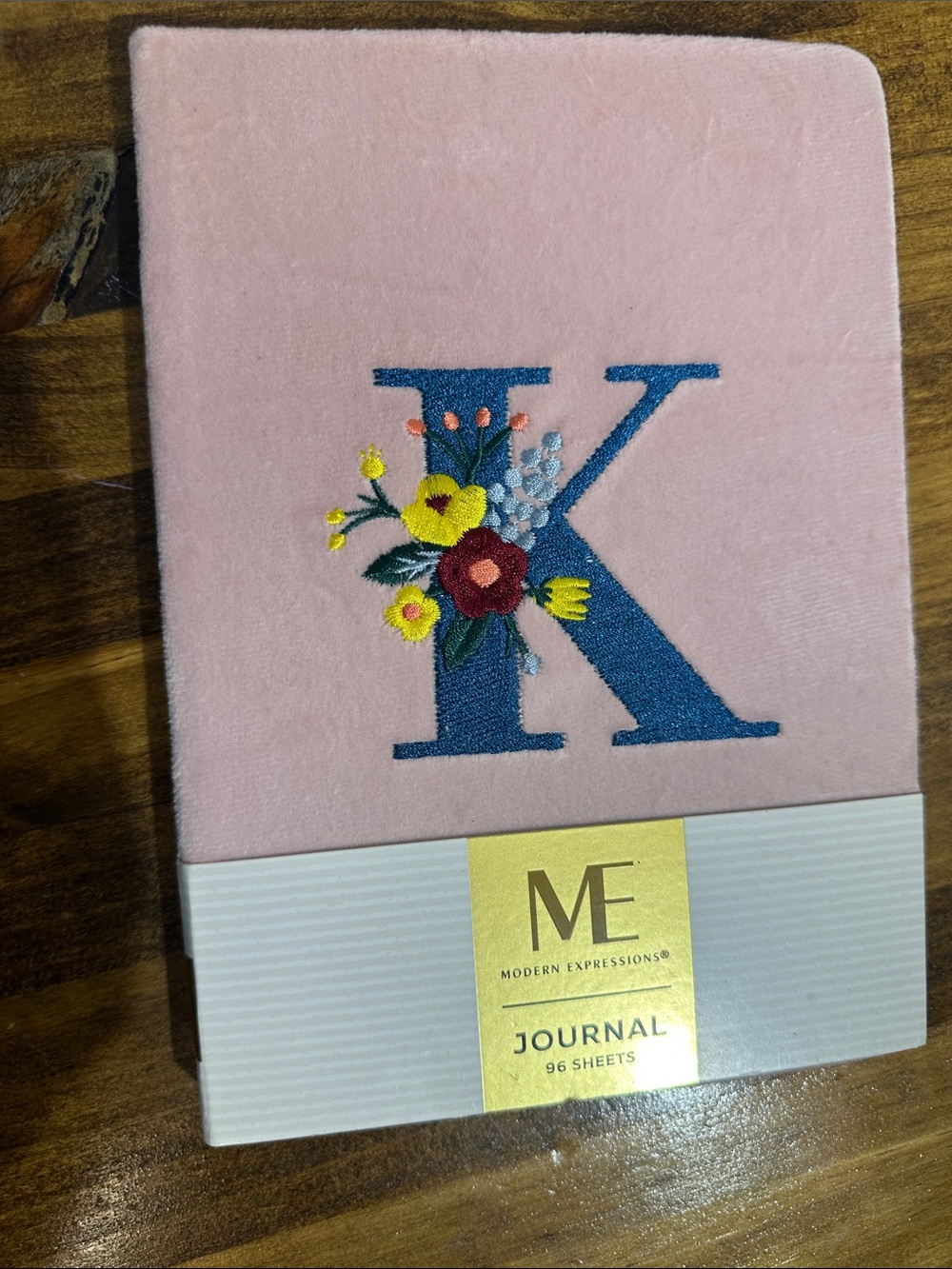 Modern Expressions Pink Velvet Monogram K Journal